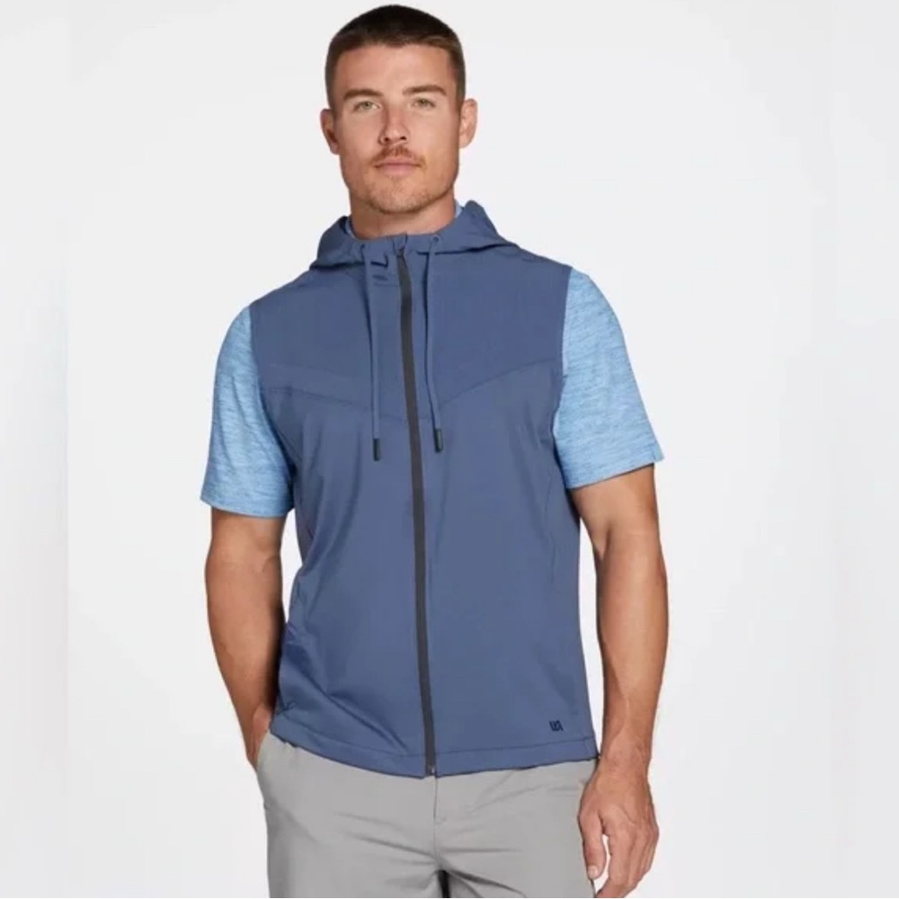 VRST Full Zip Golf Vest Indigo Navy Blue Sleeveless Hoodie Small